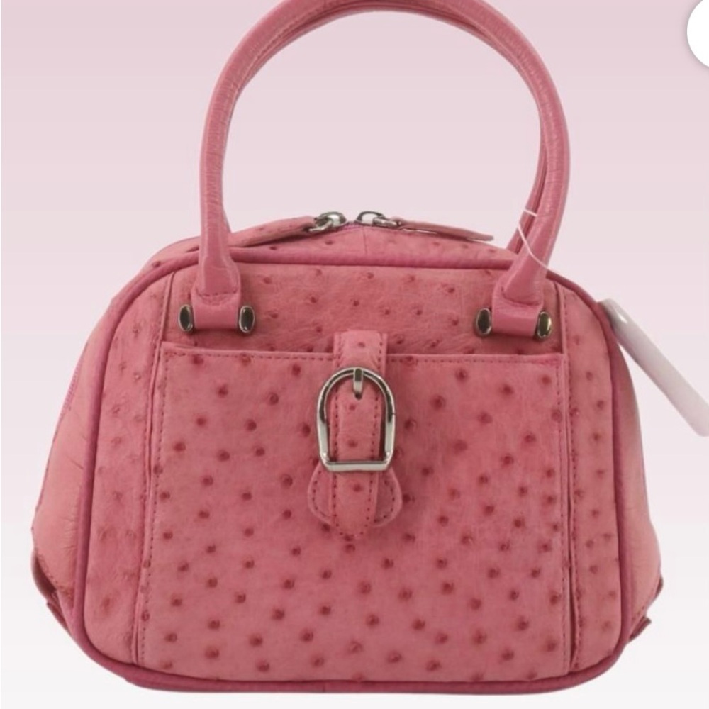 Off Brand Pink Ostrich Handbag with Strap